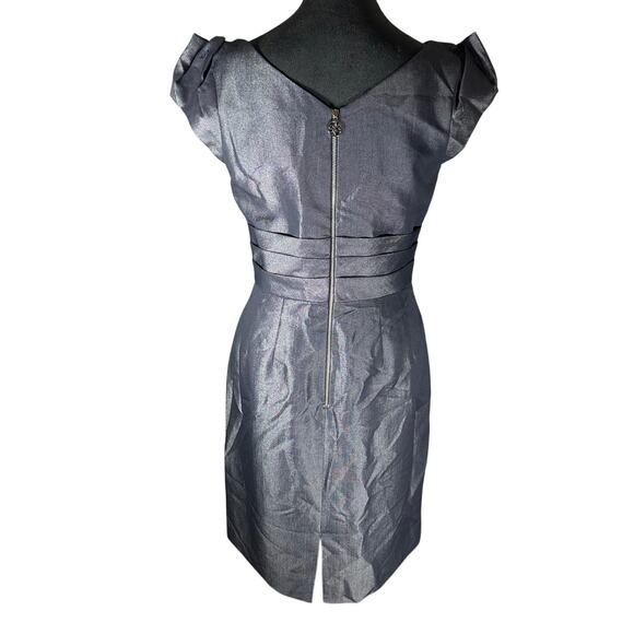 Antonio Melani Sz 6 Pucker Cocktail Dress‎ Metallic Pleated Ruffle Cap Sleeve - Picture 2 of 10